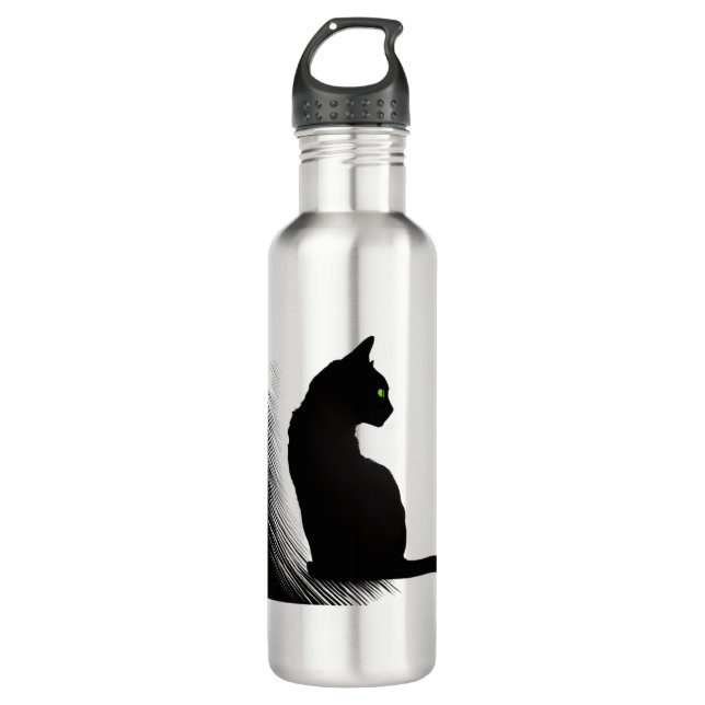 Bouteille D'eau Chat noir - Meow (Devant)