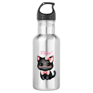 Bouteille D'eau Chat noir mignon avec cabot pour la décoration d'H