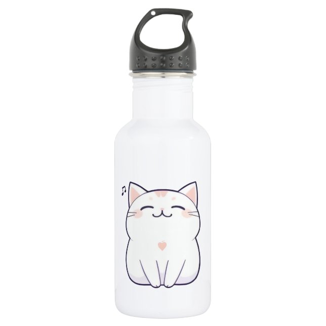 Bouteille D'eau Chat qui chante avec une note de musique Design Ka (Devant)