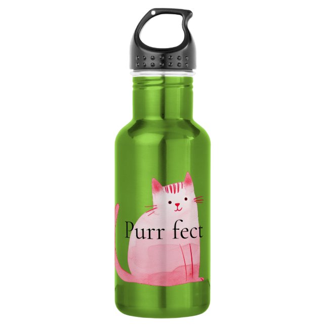 Bouteille D'eau Chat rose parfait  (Devant)