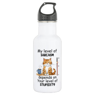 Bouteille D'eau Chat Sarcastique - Drôle Orange Art