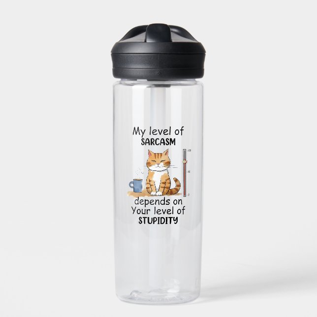Bouteille D'eau Chat Sarcastique - Drôle Orange Art (Extérieur)