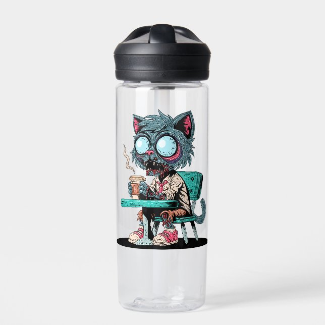 Bouteille D'eau Chat zombie amateur de café (Extérieur)