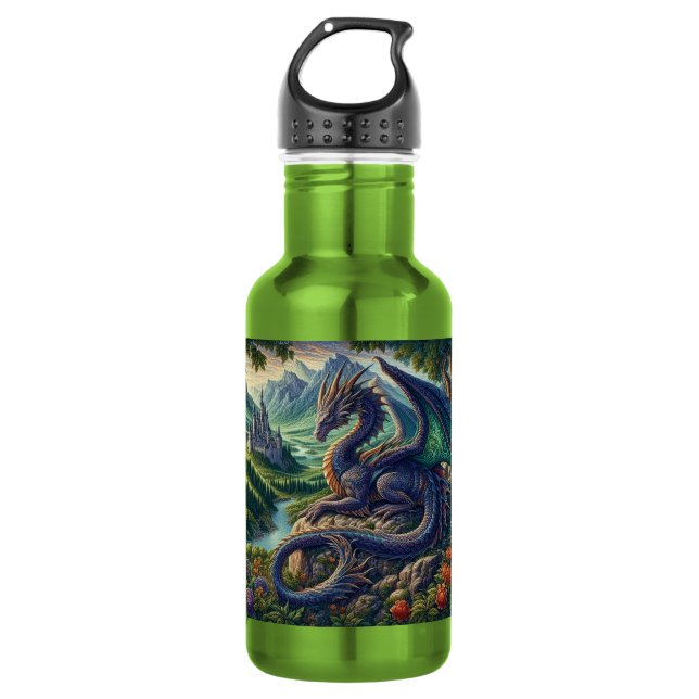 Bouteille D'eau Château de dragon médiéval coloré (Devant)