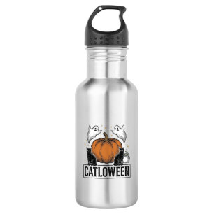Bouteille D'eau Chatoween Chat Noir Fantôme Halloween Conception V