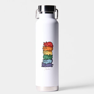 Bouteille D'eau Chats arc-en-ciel empilés - Fête de la fierté LGBT