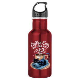 Bouteille D'eau Chats Café et Tapis de Yoga Yoga de Chat Drôle