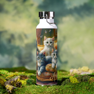 Bouteille D'eau Chats sur le canapé - scène mignonne en vintage lo