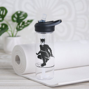 Bouteille D'eau Chatte Fantôme Pose Pinceau Encre
