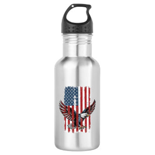 Bouteille D'eau Chemise à motif de drapeau d'aigle patriotique vin
