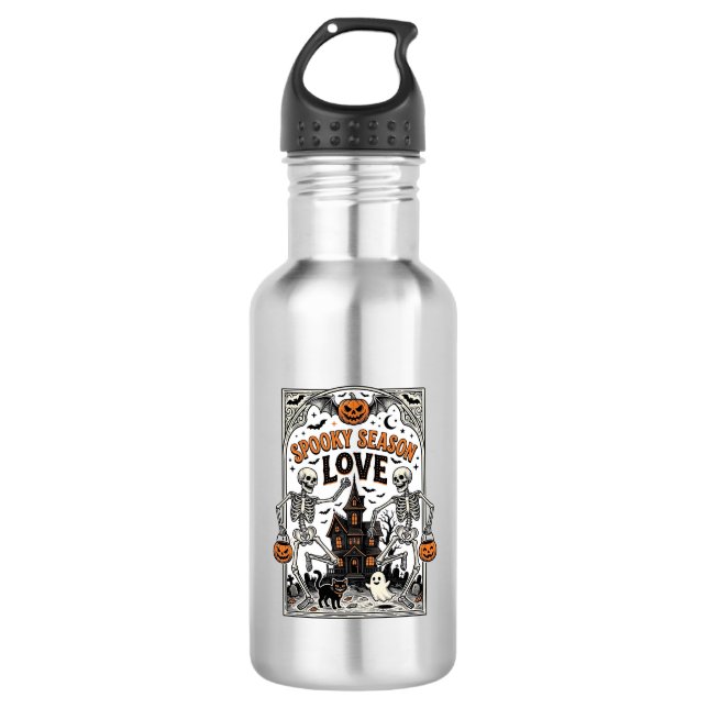 Bouteille D'eau Chemise d'amour de saison effrayant squelette Hall (Devant)