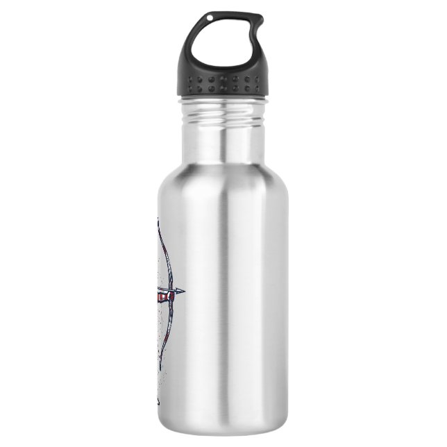 Bouteille D'eau Chemise de chasse à l'arc de drapeau américain Vin (Devant)