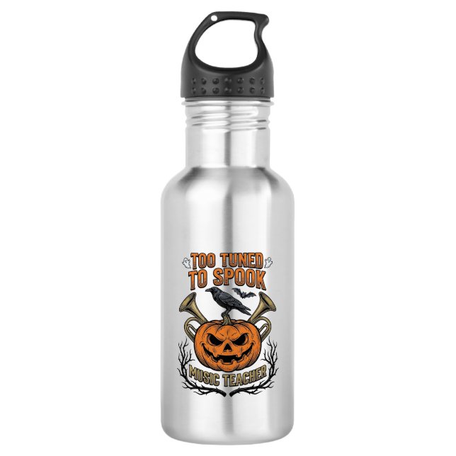 Bouteille D'eau Chemise de gravure de citrouille Halloween de prof (Devant)