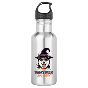 Bouteille D'eau Chemise de Husky Halloween Sorcière Chien Graphiqu