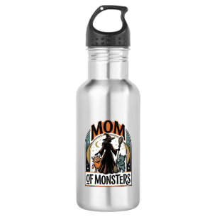 Bouteille D'eau Chemise de maman Halloween Dessin de famille de mo