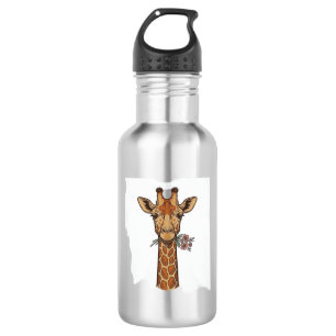 Bouteille D'eau Chemise Girafe Gravée Vintage Avec Fleurs_1