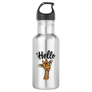 Bouteille D'eau Chemise Hello Giraffe Gravure Vintage Animal Migno