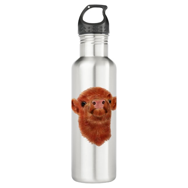 Bouteille D'eau Chemise T surdimensionnée de la vache Highland (Devant)