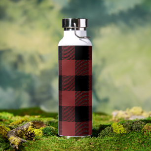 Bouteille D'eau Chèque de Buffle Noir Rouge