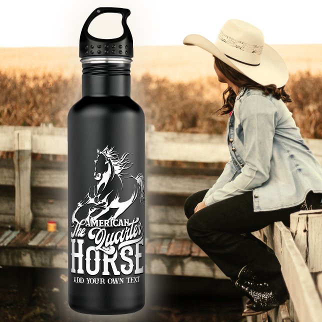Bouteille D'eau Cheval américain Cowgirl wildwest ouest (American quarter horse Cowgirl wildwest western Stainless Steel Water Bottle)