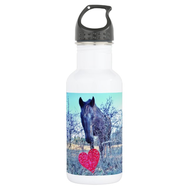 Bouteille D'eau Cheval et Cœur (Devant)