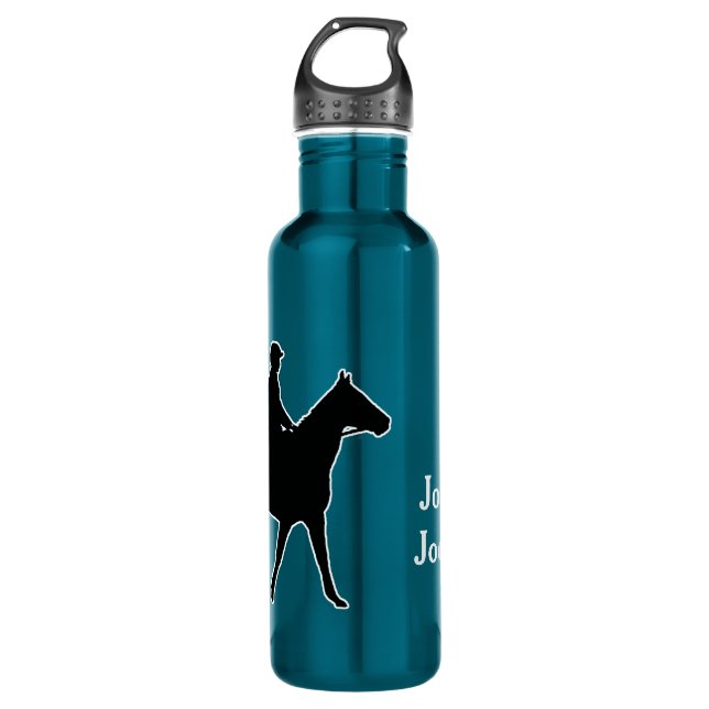 Bouteille D'eau Cheval et Rider silhouette Personnaliser 24oz (Devant)