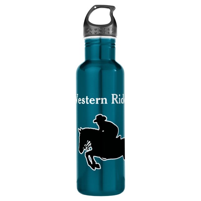 Bouteille D'eau Cheval et Rider silhouette Personnaliser 24oz Stai (Devant)