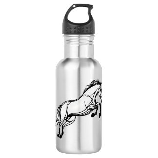 Bouteille D'eau Cheval Sauter Gribouillis Noir Et Blanc