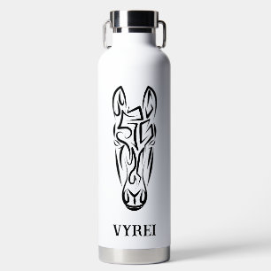 Bouteille D'eau Cheval tribal noir et blanc
