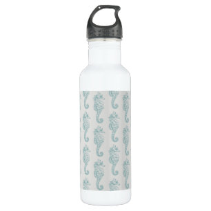Bouteille D'eau Chevaux de mer tropicaux, Motif hippocampe - gris 