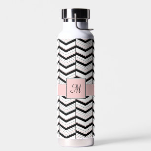 Bouteille D'eau Chevron noir blanc et blanc
