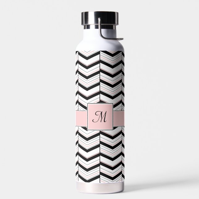 Bouteille D'eau Chevron noir blanc et blanc (Gauche)