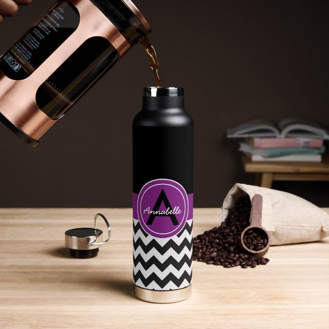 Bouteille D'eau Chevron violet noir (Gym)
