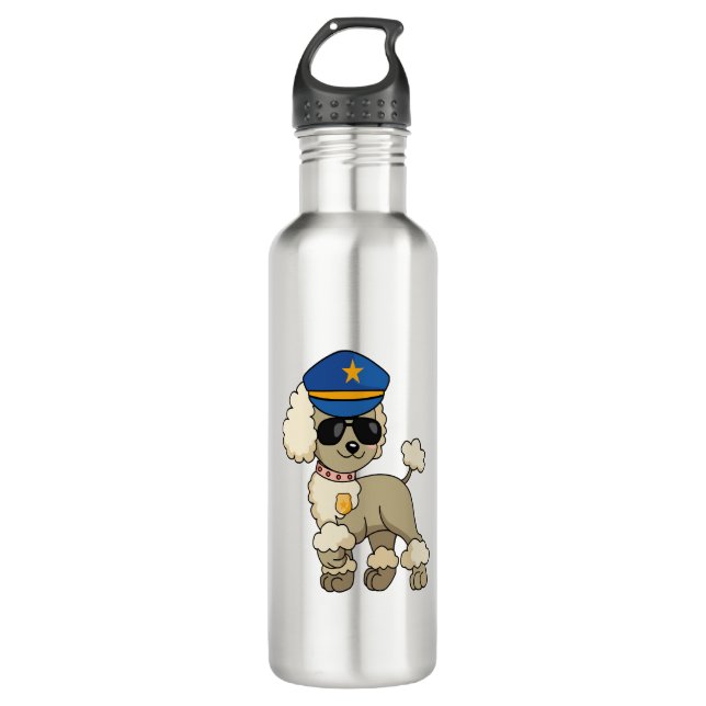 Bouteille D'eau Chibi Anime Police Poodle Chien (Devant)