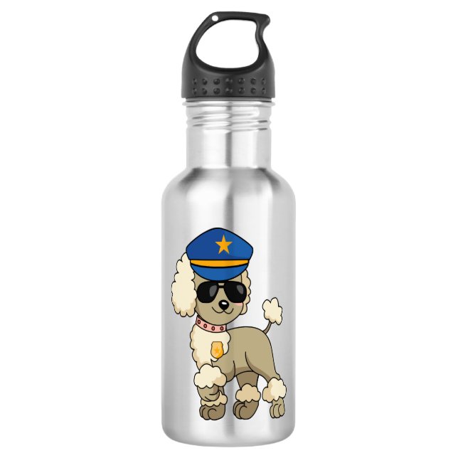 Bouteille D'eau Chibi Anime Police Poodle Chien (Devant)