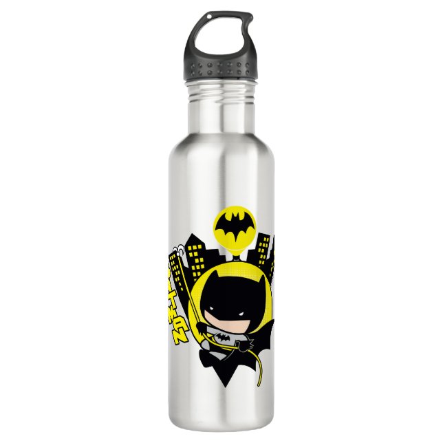 Bouteille D'eau Chibi Batman Évolue La Ville (Devant)
