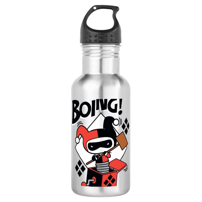 Bouteille D'eau Chibi Harley-Quinn-In-A-Box Avec Marteau (Devant)