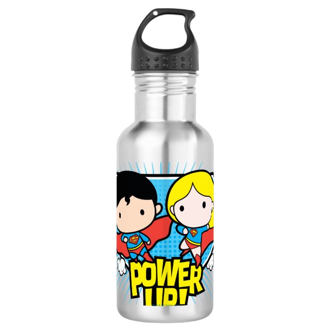 Bouteille D'eau Chibi Superman & Chibi Supergirl Power Up! (Devant)