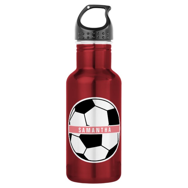 Bouteille D'eau Chic moderne balle de soccer Girl Sport rose Monog (Devant)
