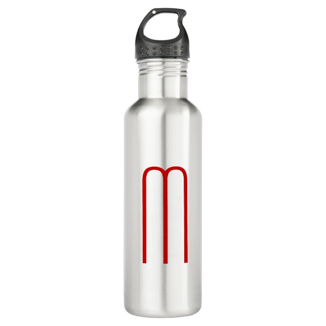 Bouteille D'eau Chic Unique Monogramme Rouge Blanc Plaine Simple (Devant)