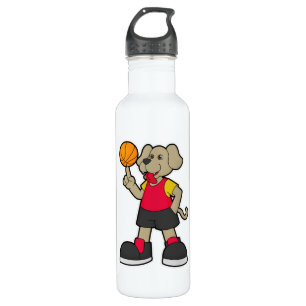 Bouteille D'eau Chien comme joueur de basket-ball avec basket-ball