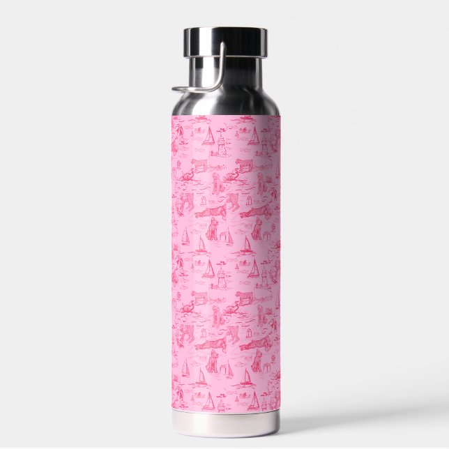 Bouteille D'eau Chien de Mer Toile Rose  (Plage)