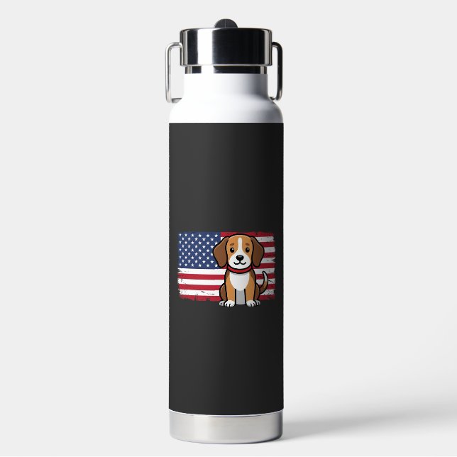 Bouteille D'eau Chien Drapeau Américain Vectoriel Patriotique (Salle de sport)