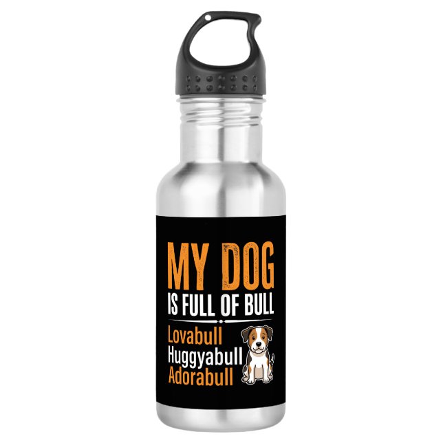 Bouteille D'eau Chien drôle plein de taureau design (Devant)
