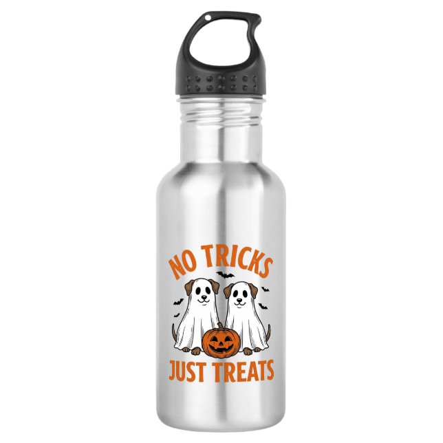 Bouteille D'eau Chien fantôme drôle Halloween pas de tours juste d (Devant)