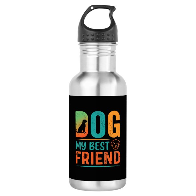 Bouteille D'eau Chien Mon Meilleur Ami Design Rétro (Devant)