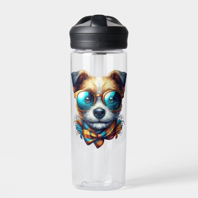 Bouteille D'eau Chien Stylé Avec Des Lunettes Art De Compagnie Mod (Extérieur)