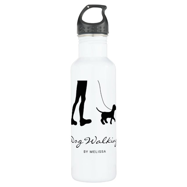 Bouteille D'eau Chien Walker Femme & Chien - Silhouette noire et t (Devant)