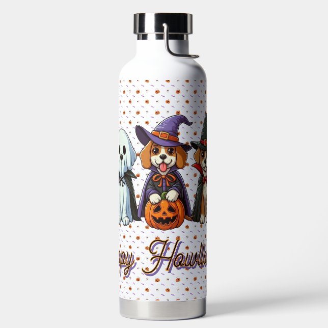 Bouteille D'eau Chiens mignons comme fantôme, sorcière et vampire (Droite)