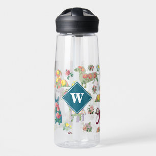 Bouteille D'eau Chiens Motif & Fleurs Vintages Monogramme